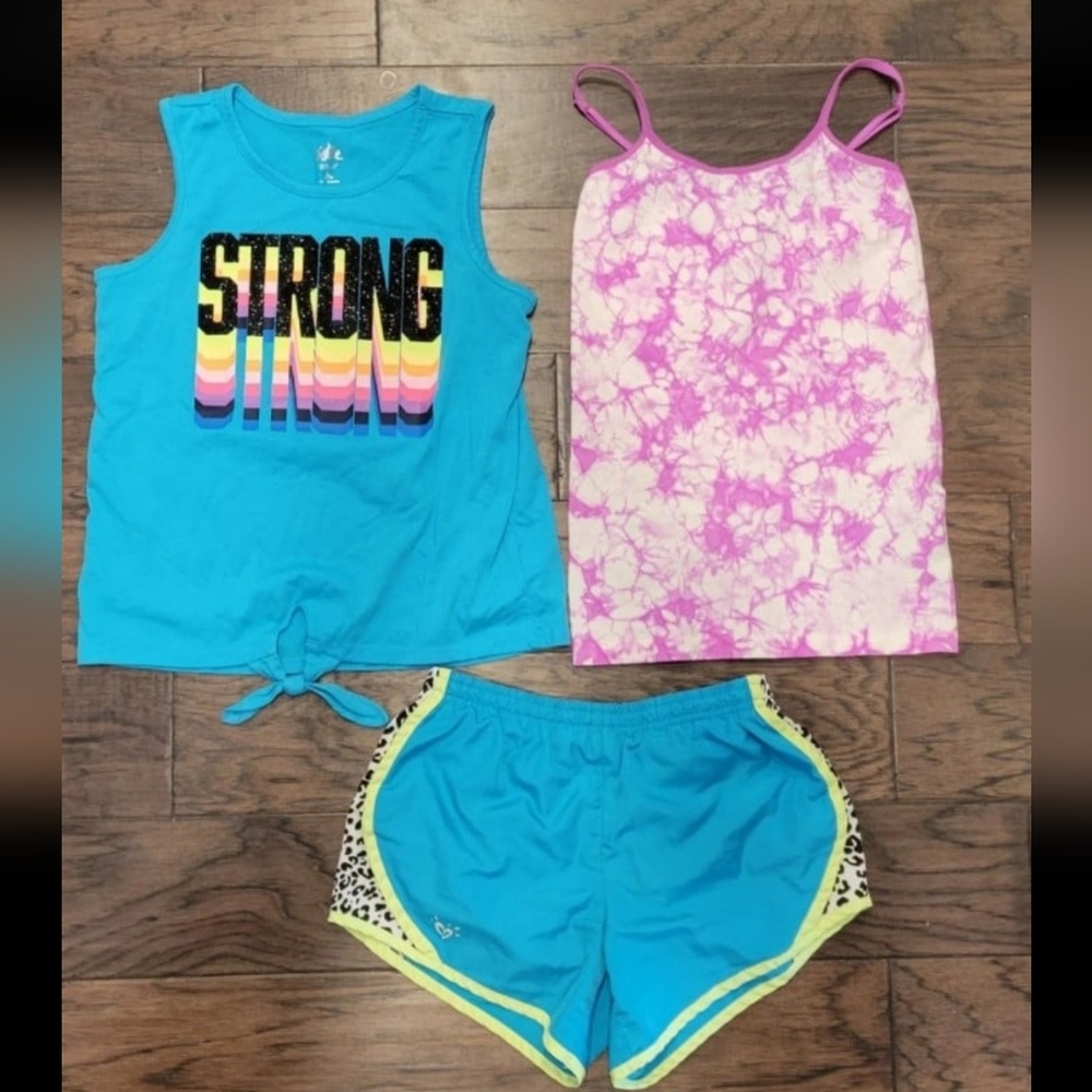 Girls' Blue and Pink Tank Top Set